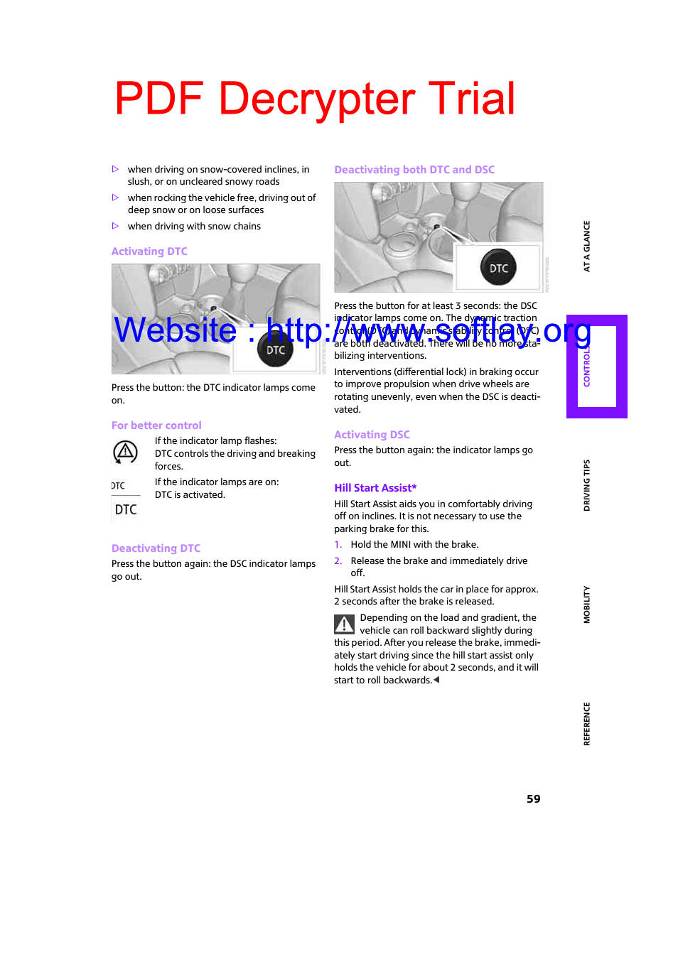Pdf decrypter trial | Mini 2009 Clubman User Manual | Page 61 / 160