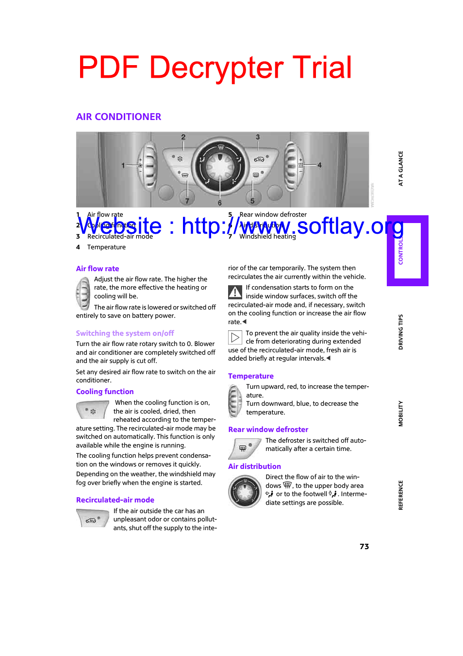 Air conditioner, Pdf decrypter trial | Mini 2009 Clubman User Manual | Page 75 / 160