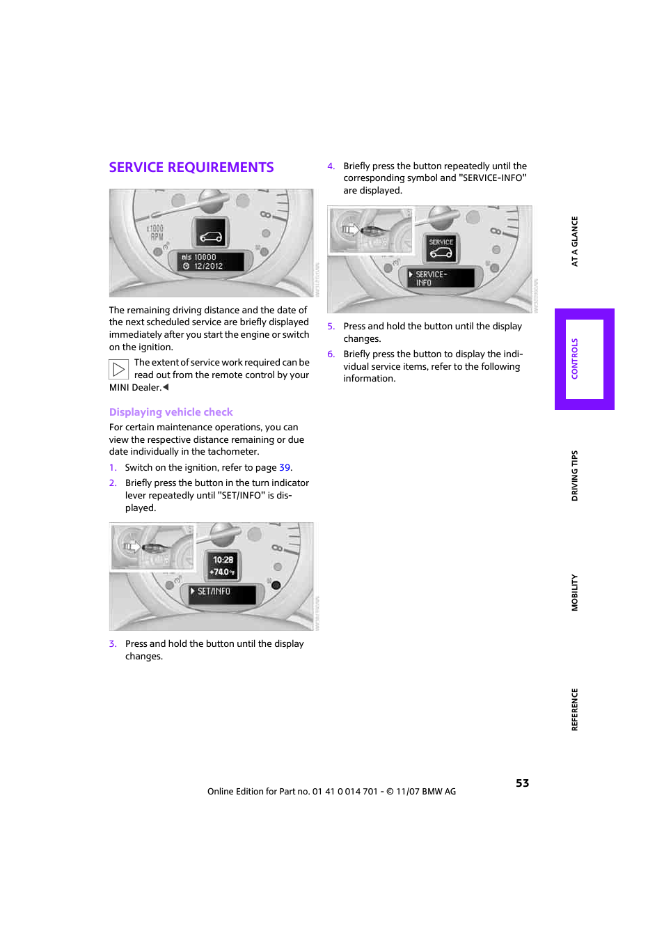 Service requirements | Mini 2008 Cooper User Manual | Page 55 / 164