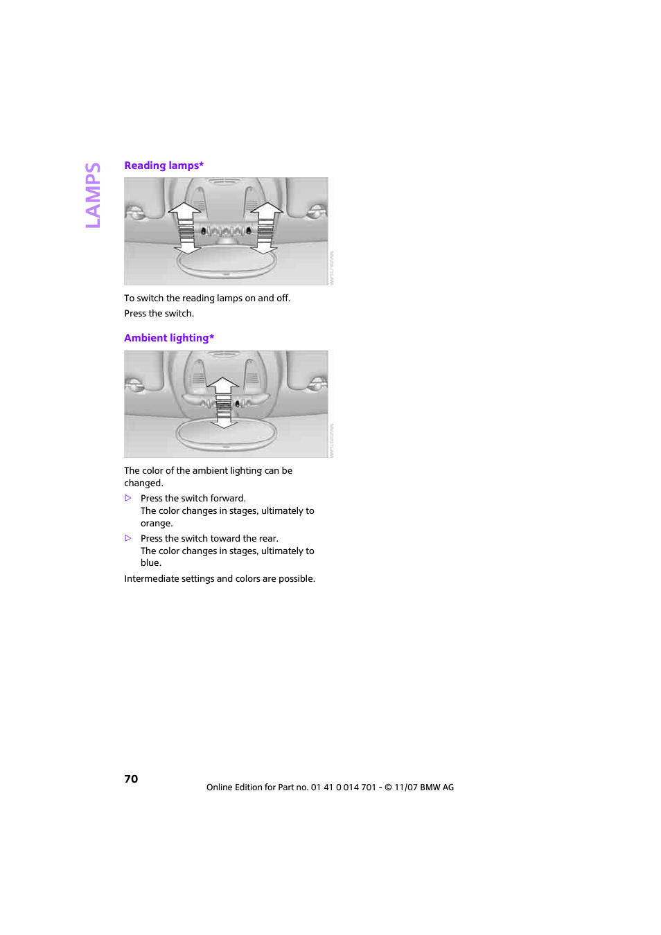 Lamp s | Mini 2008 Cooper User Manual | Page 72 / 164