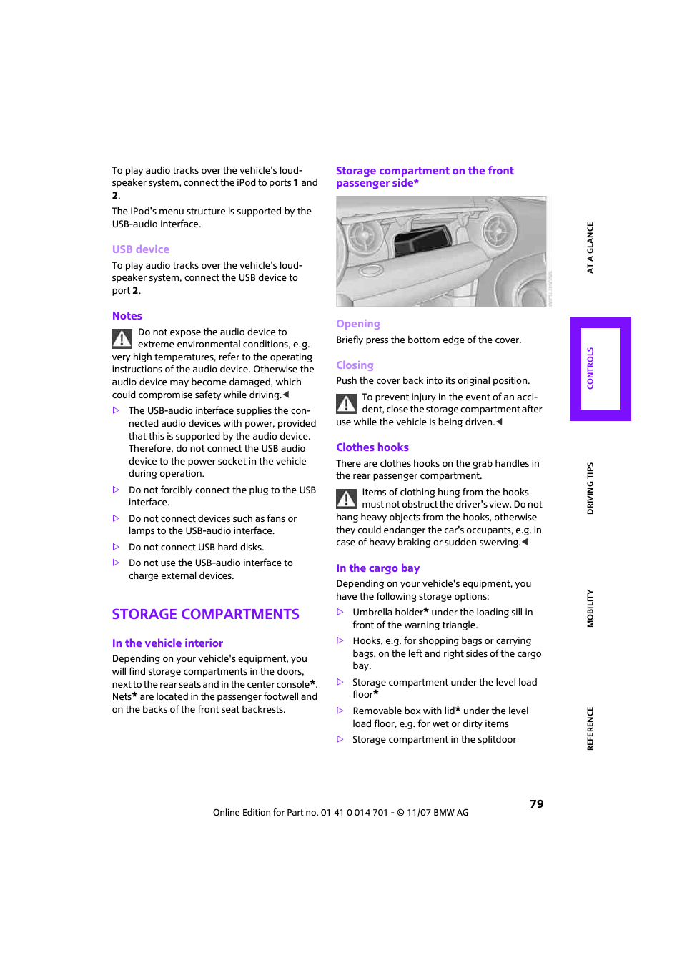 Storage compartments | Mini 2008 Cooper User Manual | Page 81 / 164