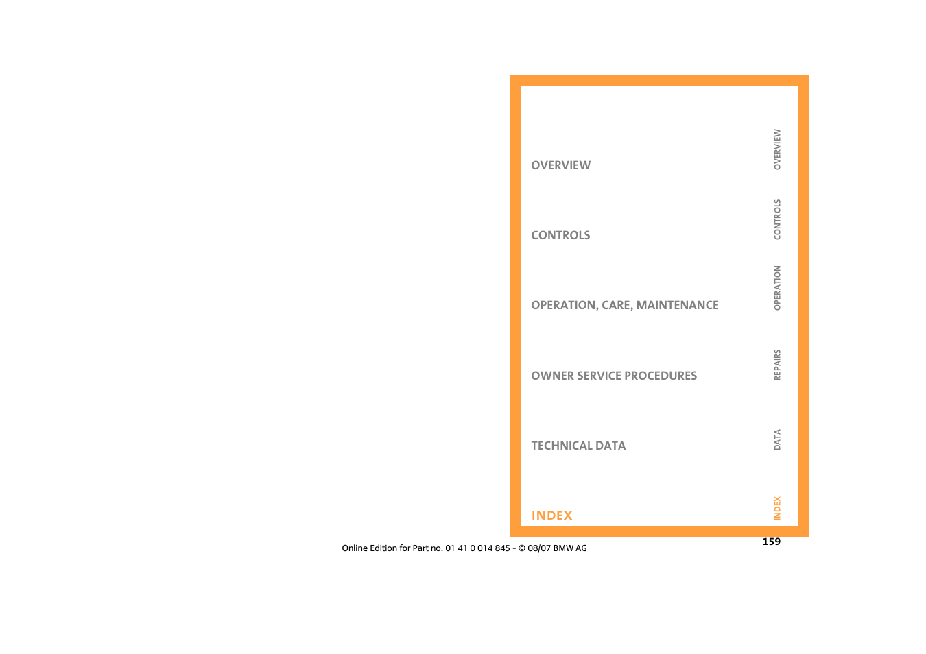 Index | Mini 2008 Cooper Convertible User Manual | Page 161 / 176