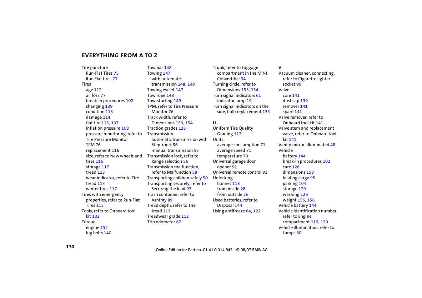 Mini 2008 Cooper Convertible User Manual | Page 172 / 176