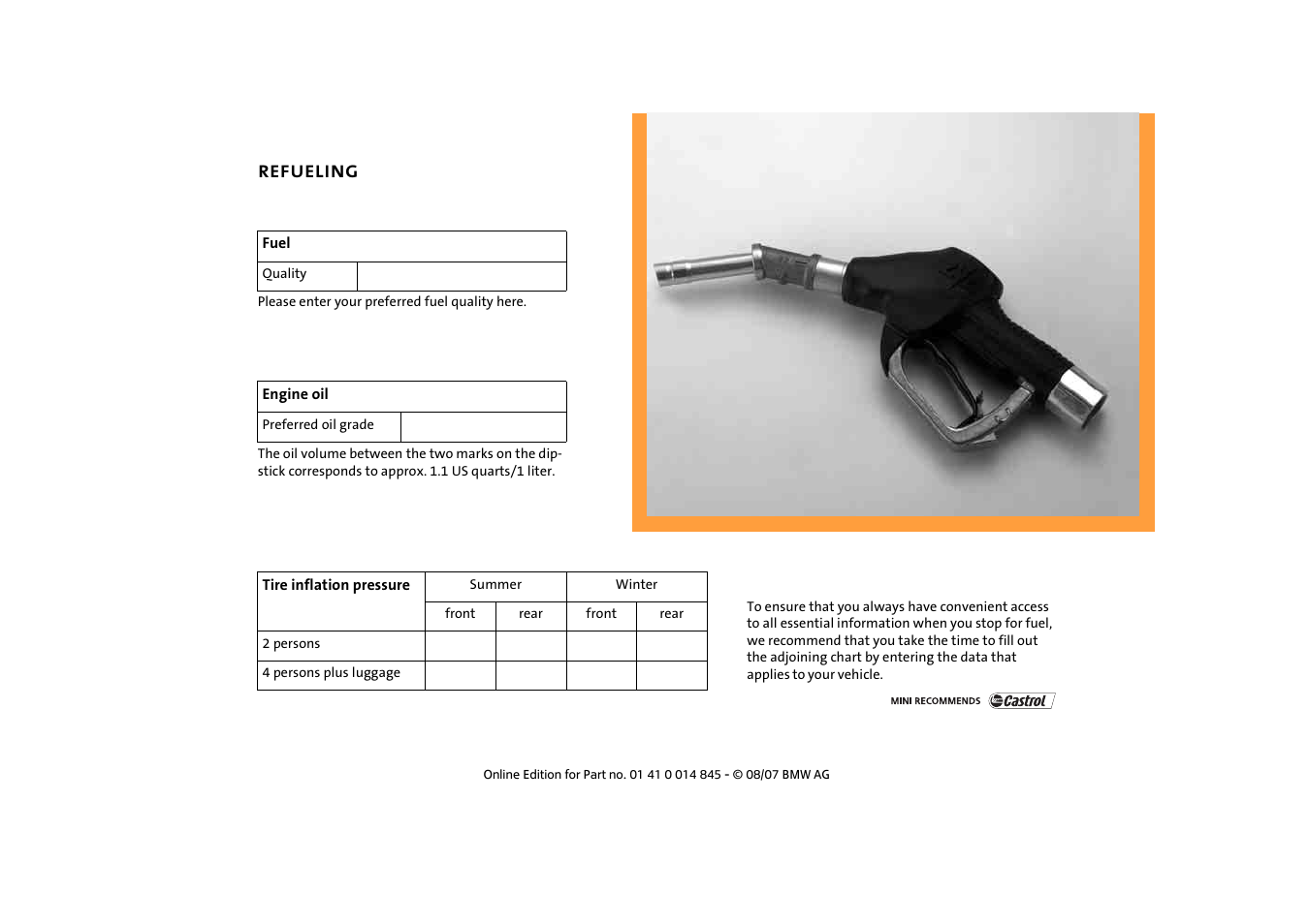 Refueling | Mini 2008 Cooper Convertible User Manual | Page 175 / 176