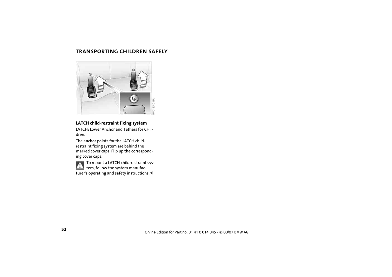 Transporting children safely | Mini 2008 Cooper Convertible User Manual | Page 54 / 176