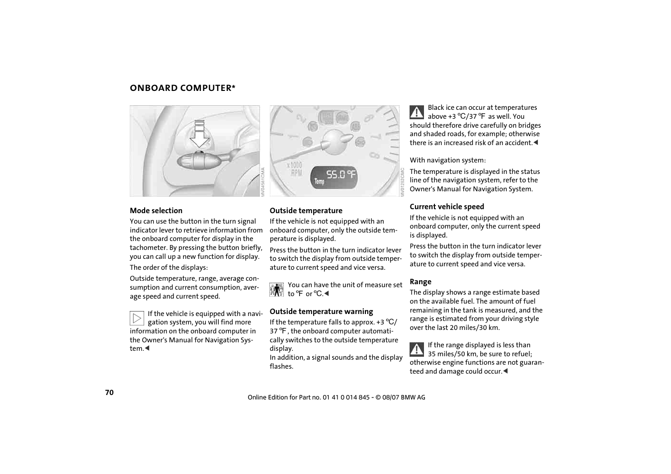 Onboard computer | Mini 2008 Cooper Convertible User Manual | Page 72 / 176