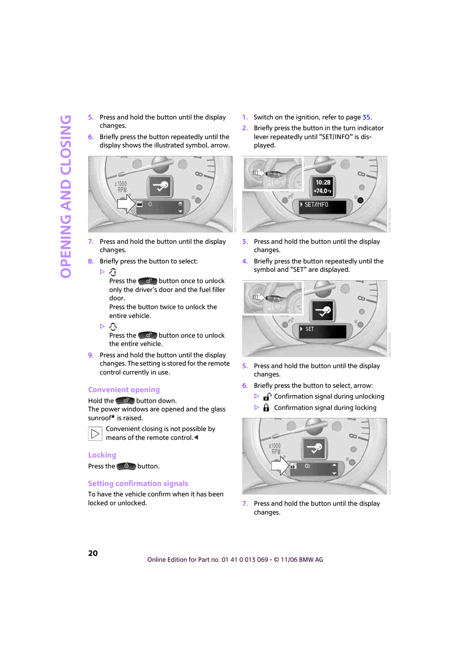 Open ing and closing | Mini 2007 Cooper User Manual | Page 22 / 148