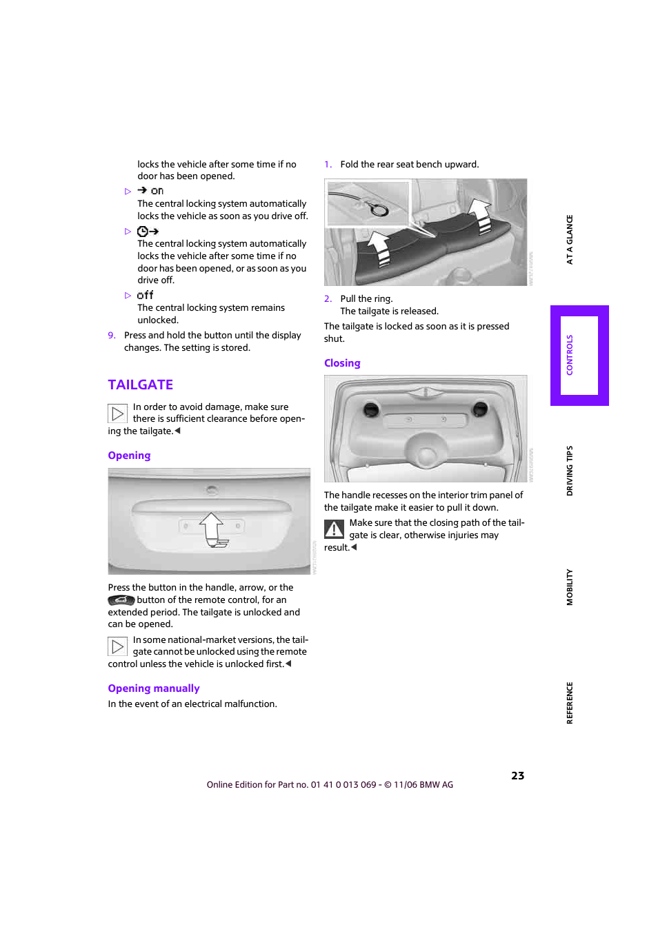 Tailgate | Mini 2007 Cooper User Manual | Page 25 / 148