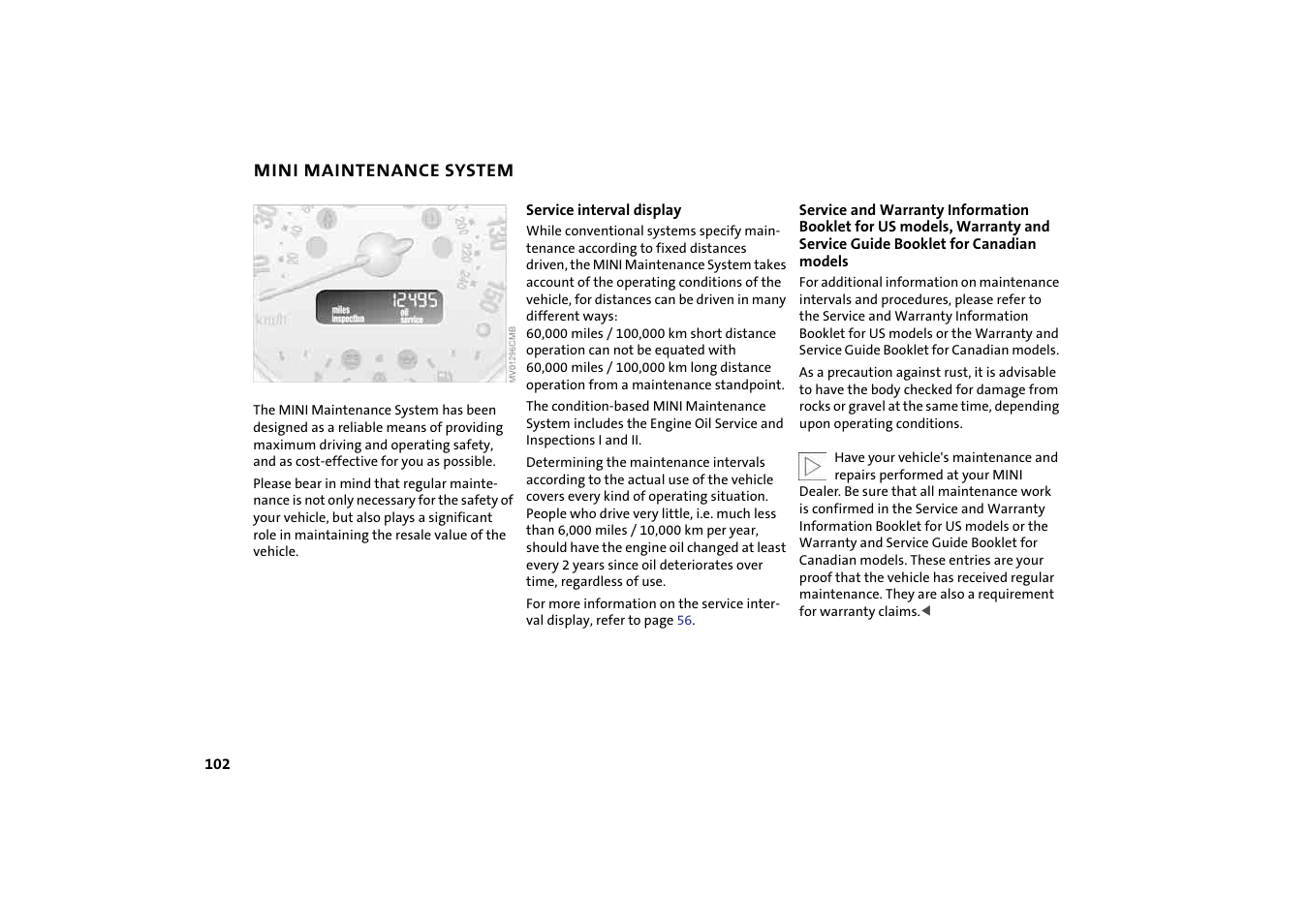 Mini maintenance system | Mini 2004 Cooper User Manual | Page 104 / 152