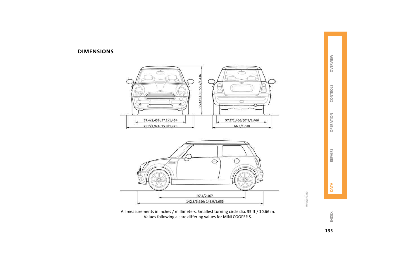 Dimensions | Mini 2004 Cooper User Manual | Page 135 / 152