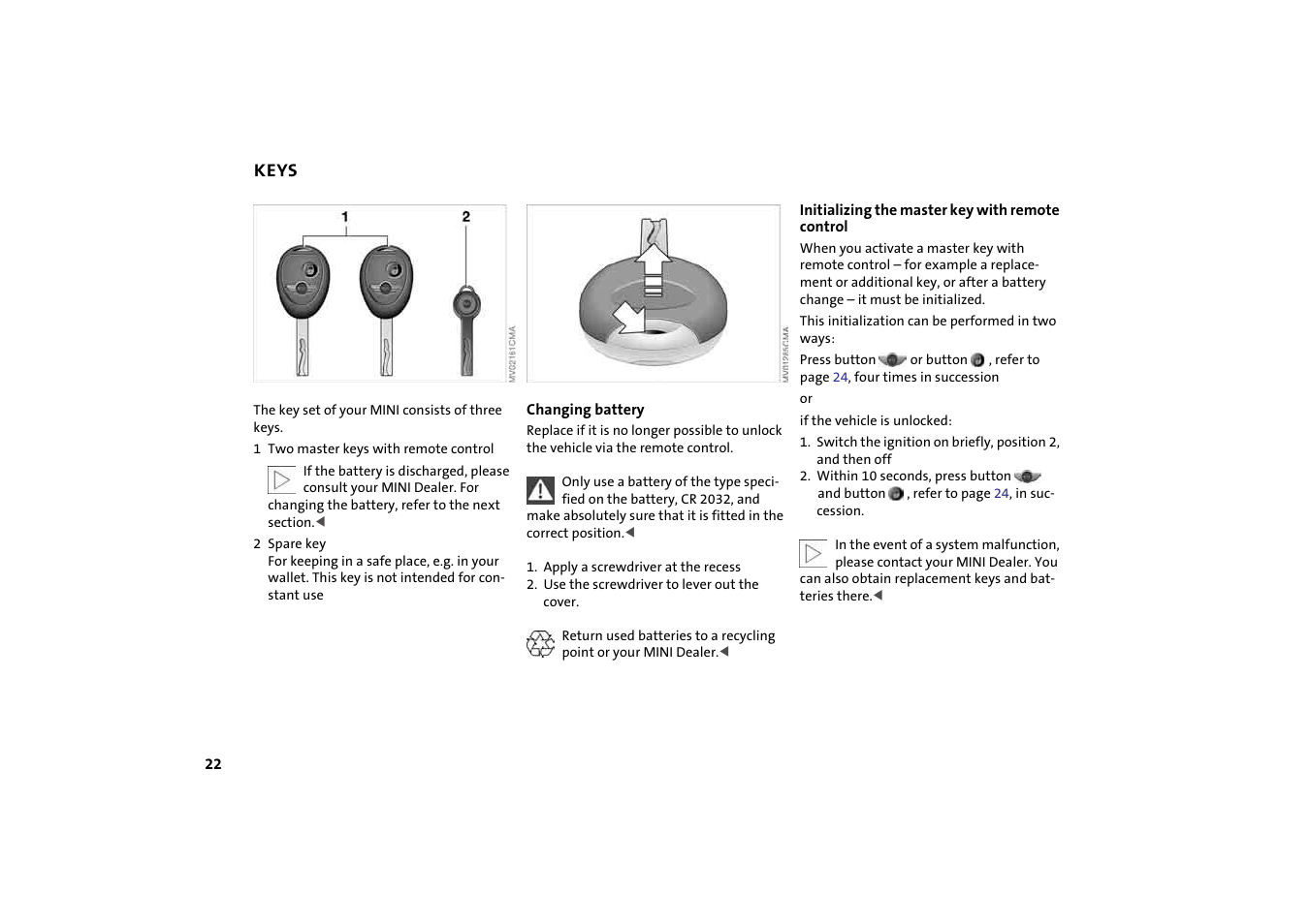 Keys | Mini 2004 Cooper User Manual | Page 24 / 152