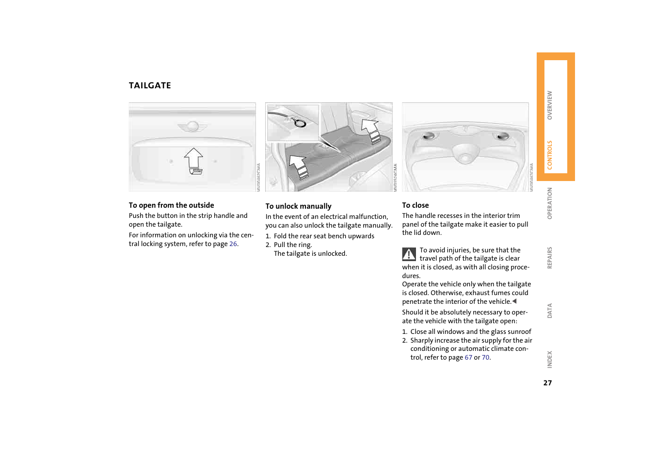 Tailgate | Mini 2004 Cooper User Manual | Page 29 / 152