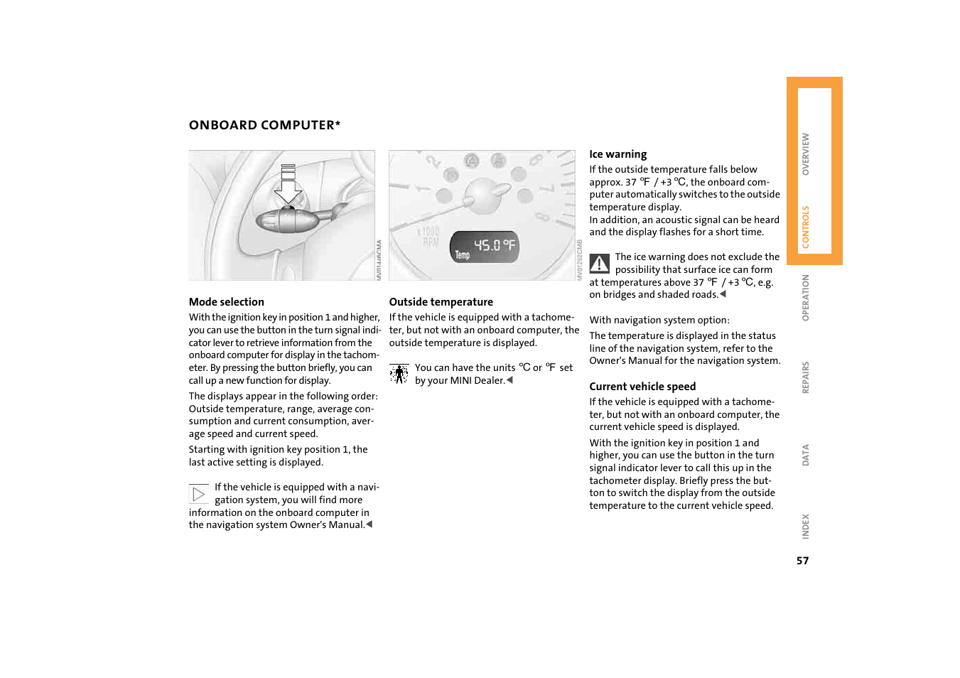 Onboard computer | Mini 2004 Cooper User Manual | Page 59 / 152
