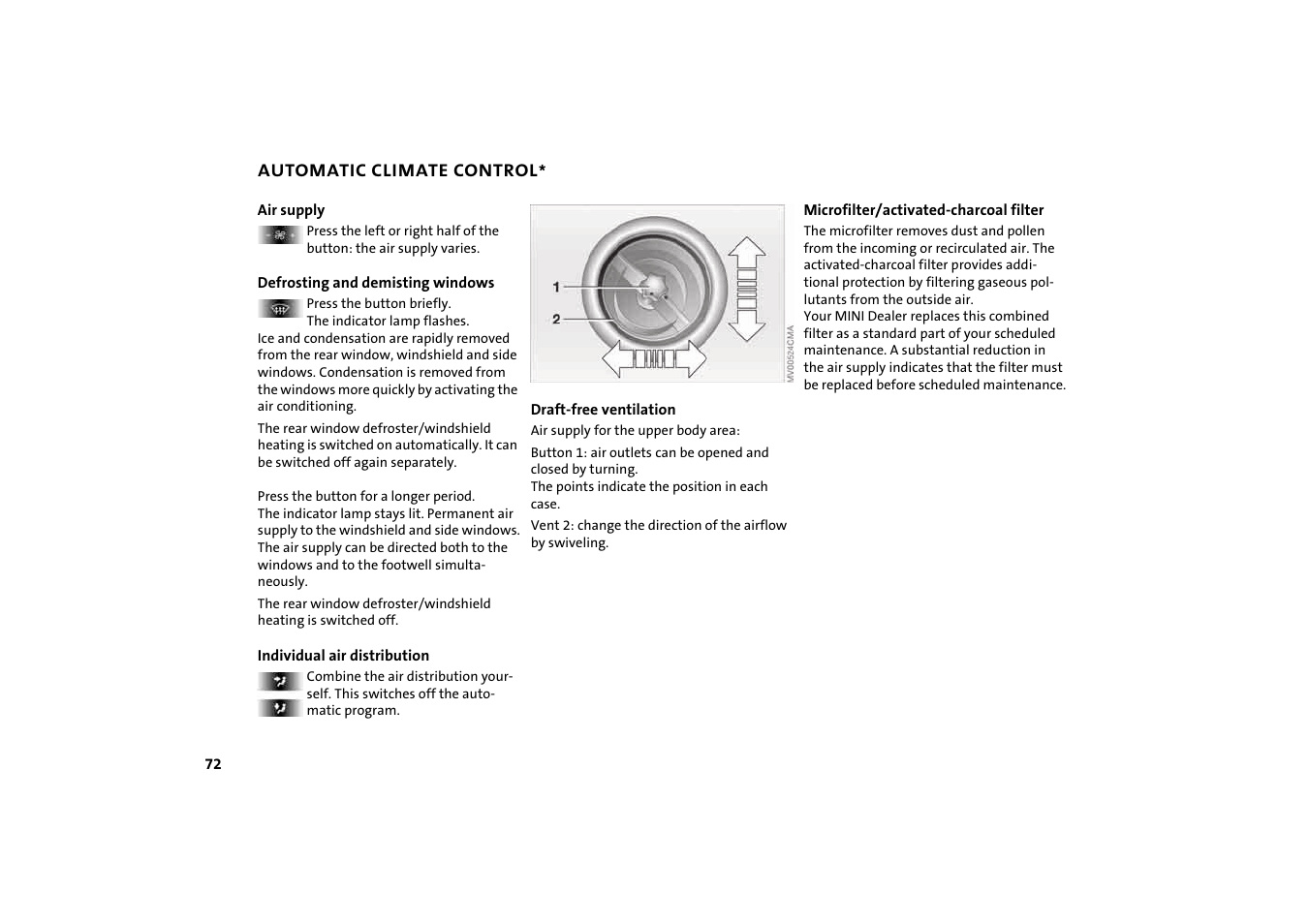 Blower for air supply, Shield and side windows | Mini 2004 Cooper User Manual | Page 74 / 152