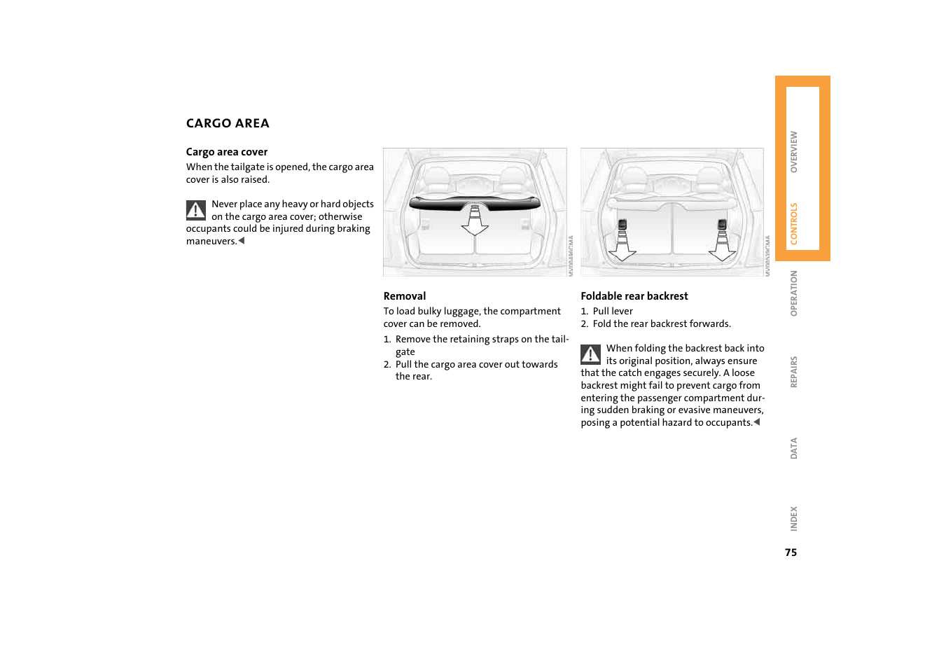 Cargo area | Mini 2004 Cooper User Manual | Page 77 / 152