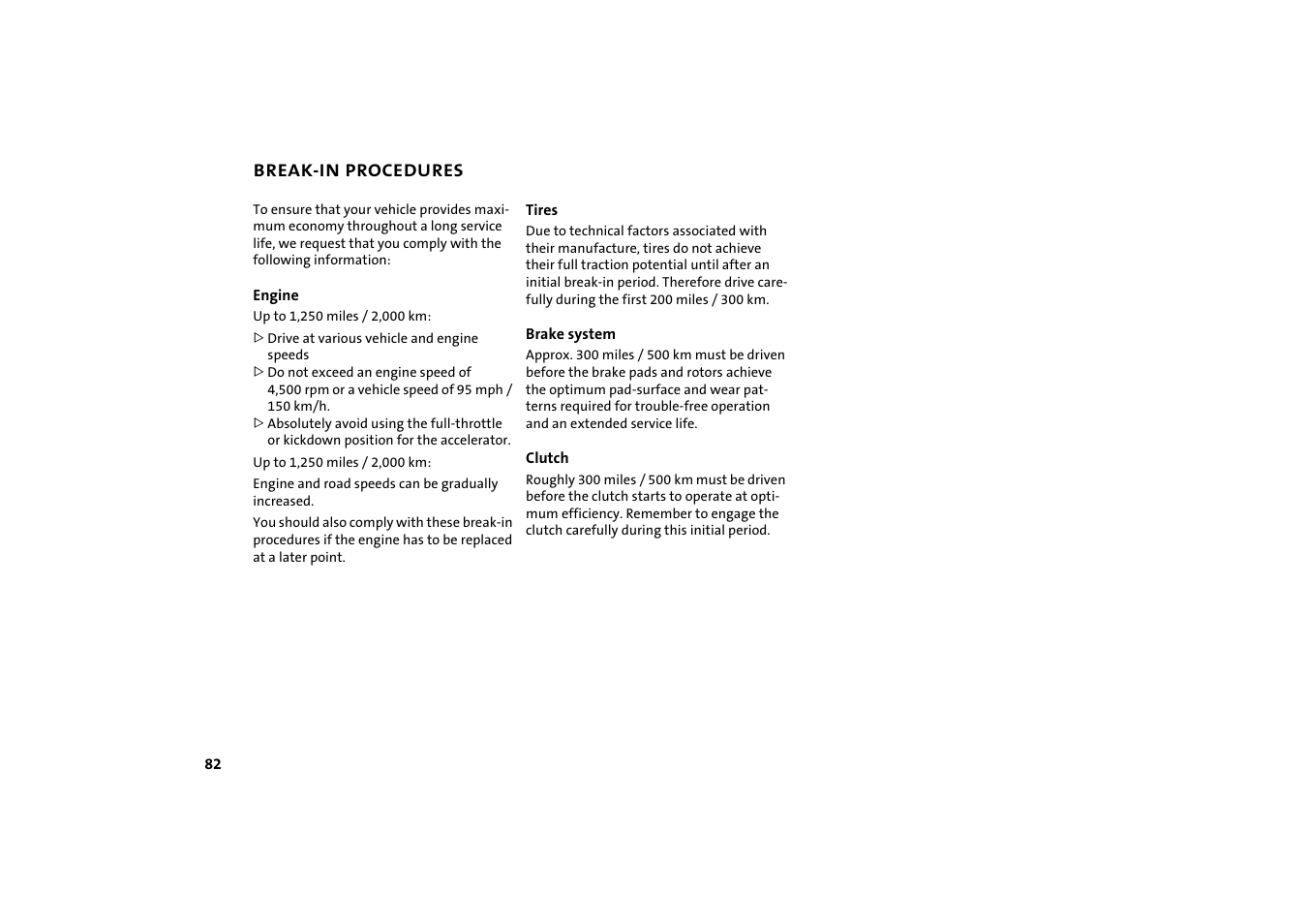 Break-in procedures | Mini 2004 Cooper User Manual | Page 84 / 152