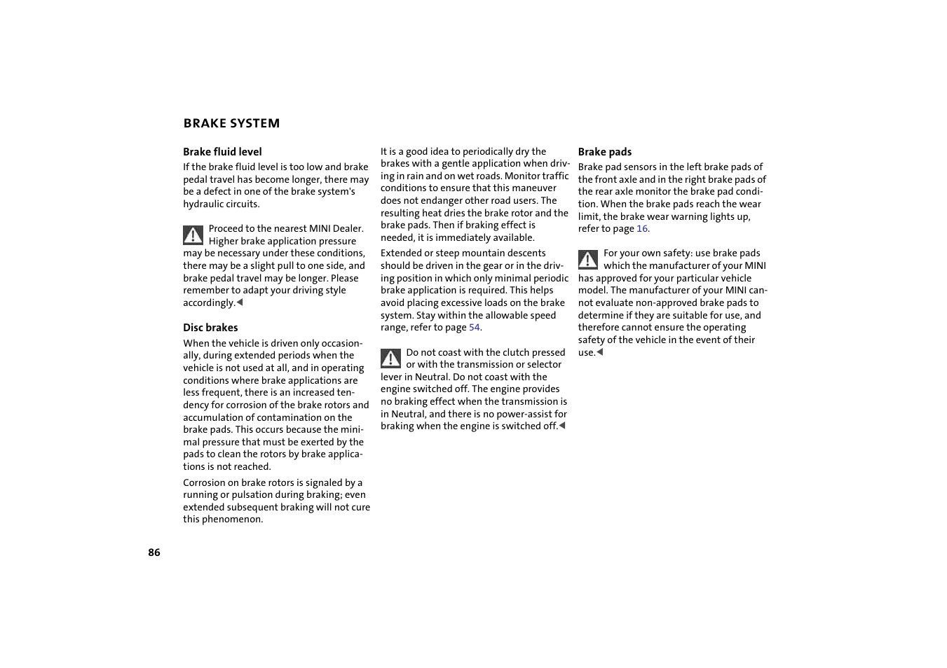 Brake system | Mini 2004 Cooper User Manual | Page 88 / 152