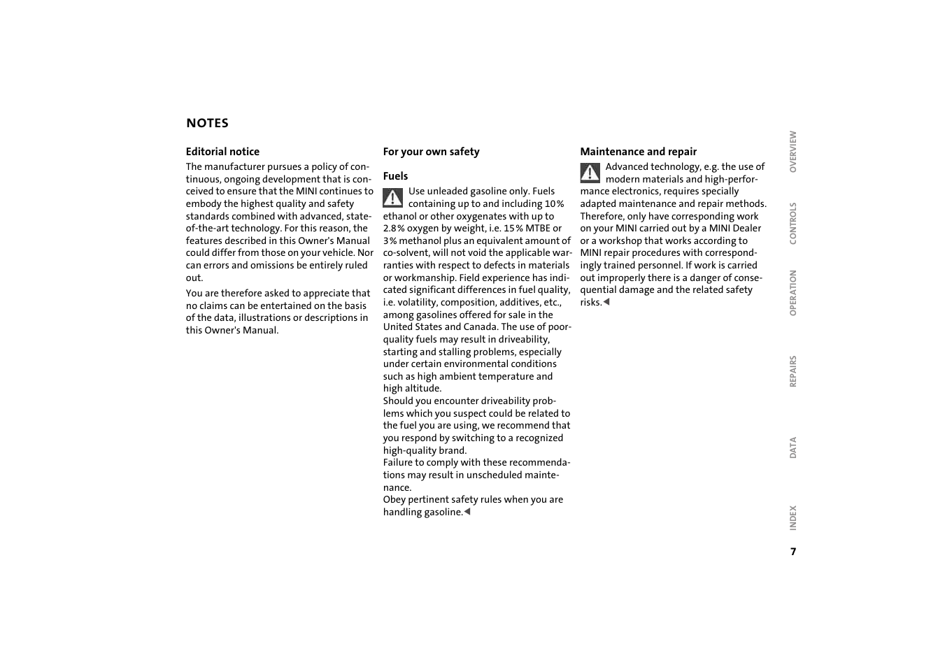 Editorial notice, For your own safety | Mini 2004 Cooper User Manual | Page 9 / 152