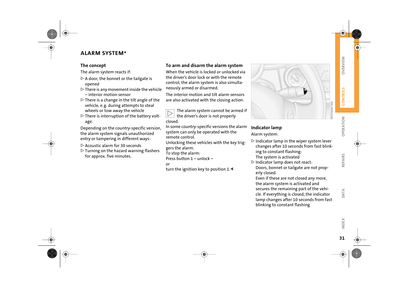 Alarm system | Mini 2003 Cooper User Manual | Page 33 / 148