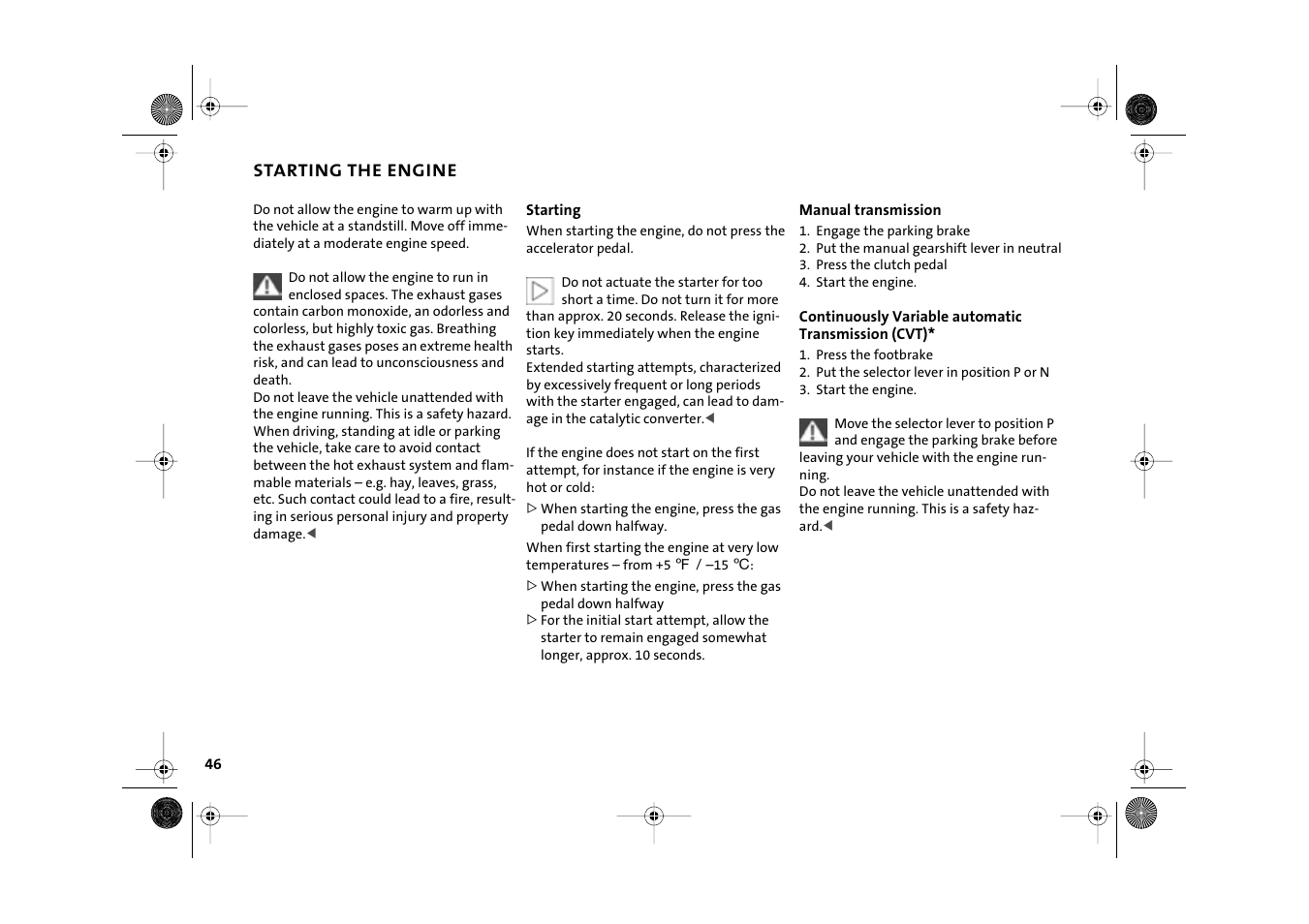 Starting the engine | Mini 2003 Cooper User Manual | Page 48 / 148