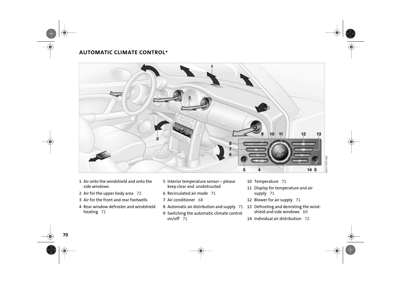 Automatic climate control | Mini 2003 Cooper User Manual | Page 72 / 148