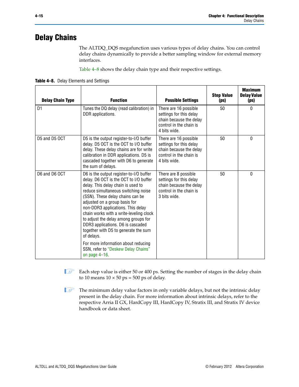 Delay chains, Delay chains –15, Delay | Delay chains” on | Altera ALTDLL User Manual | Page 51 / 117