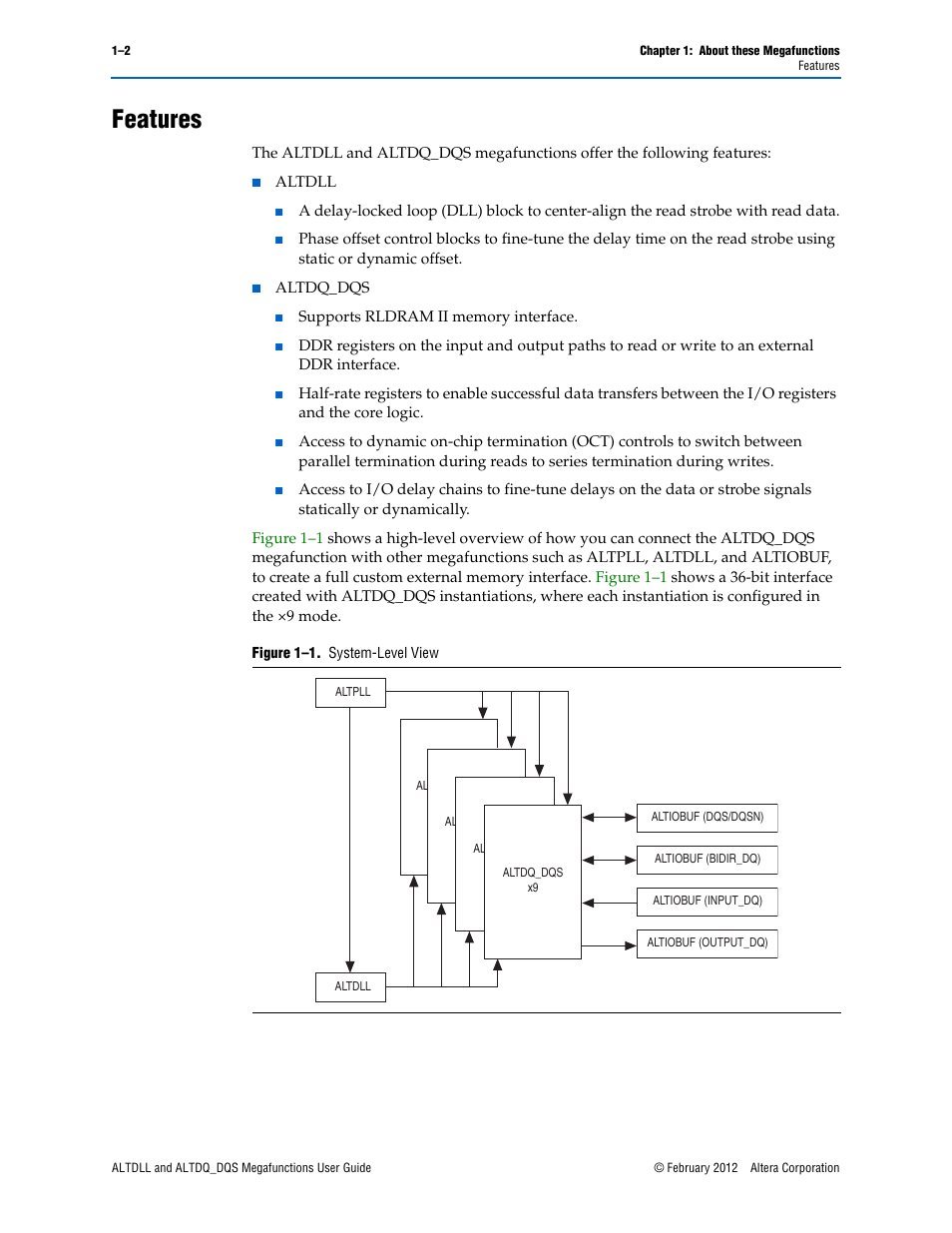Features, Features –2 | Altera ALTDLL User Manual | Page 6 / 117