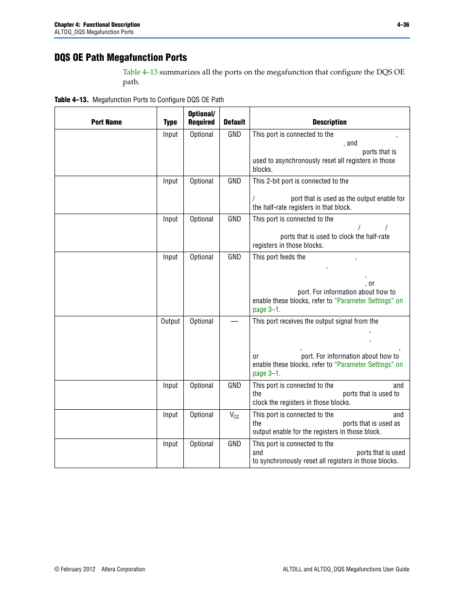Dqs oe path megafunction ports, Dqs oe path megafunction ports –36 | Altera ALTDLL User Manual | Page 72 / 117