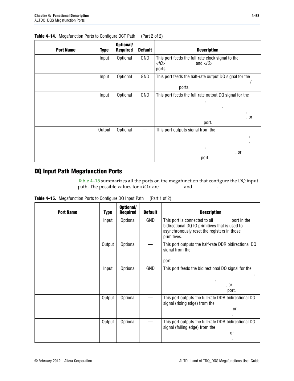 Dq input path megafunction ports, Dq input path megafunction ports –38 | Altera ALTDLL User Manual | Page 74 / 117