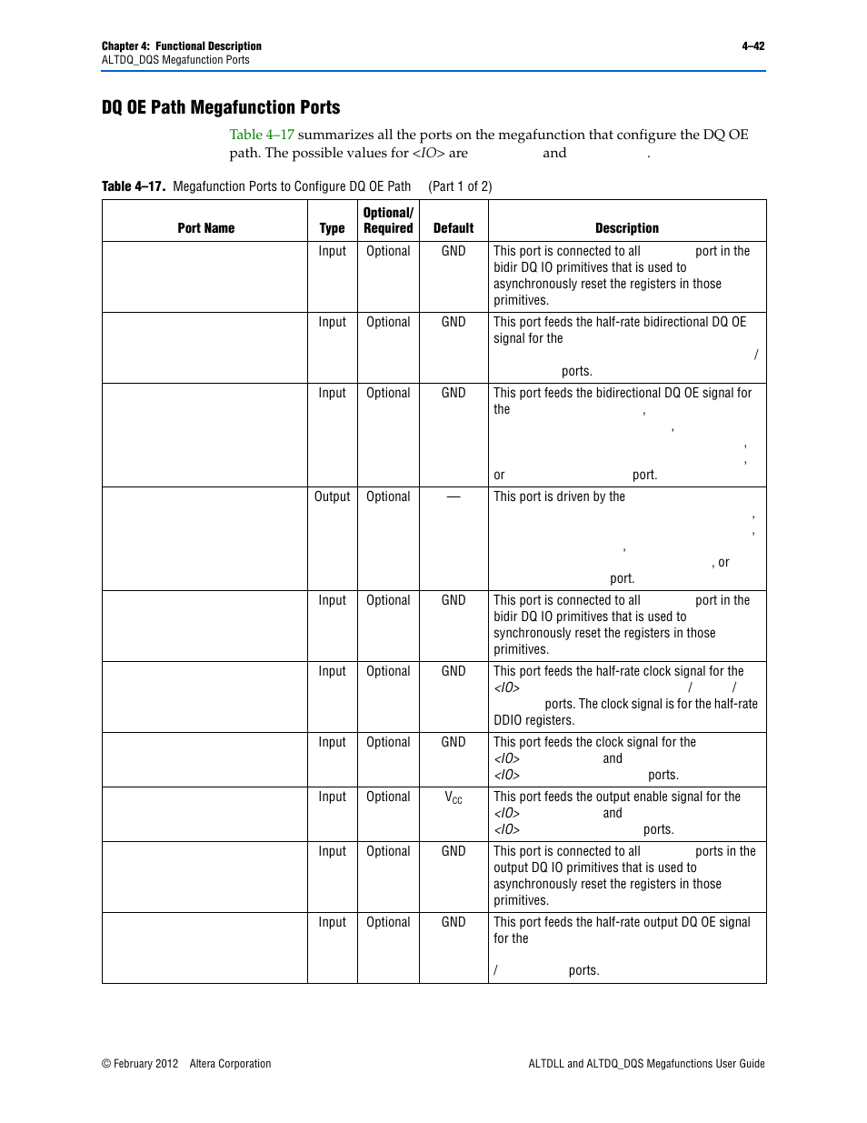 Dq oe path megafunction ports, Dq oe path megafunction ports –42 | Altera ALTDLL User Manual | Page 78 / 117