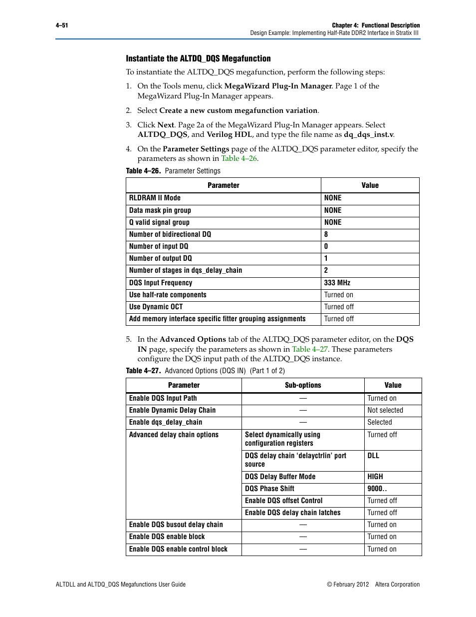 Instantiate the altdq_dqs megafunction | Altera ALTDLL User Manual | Page 87 / 117