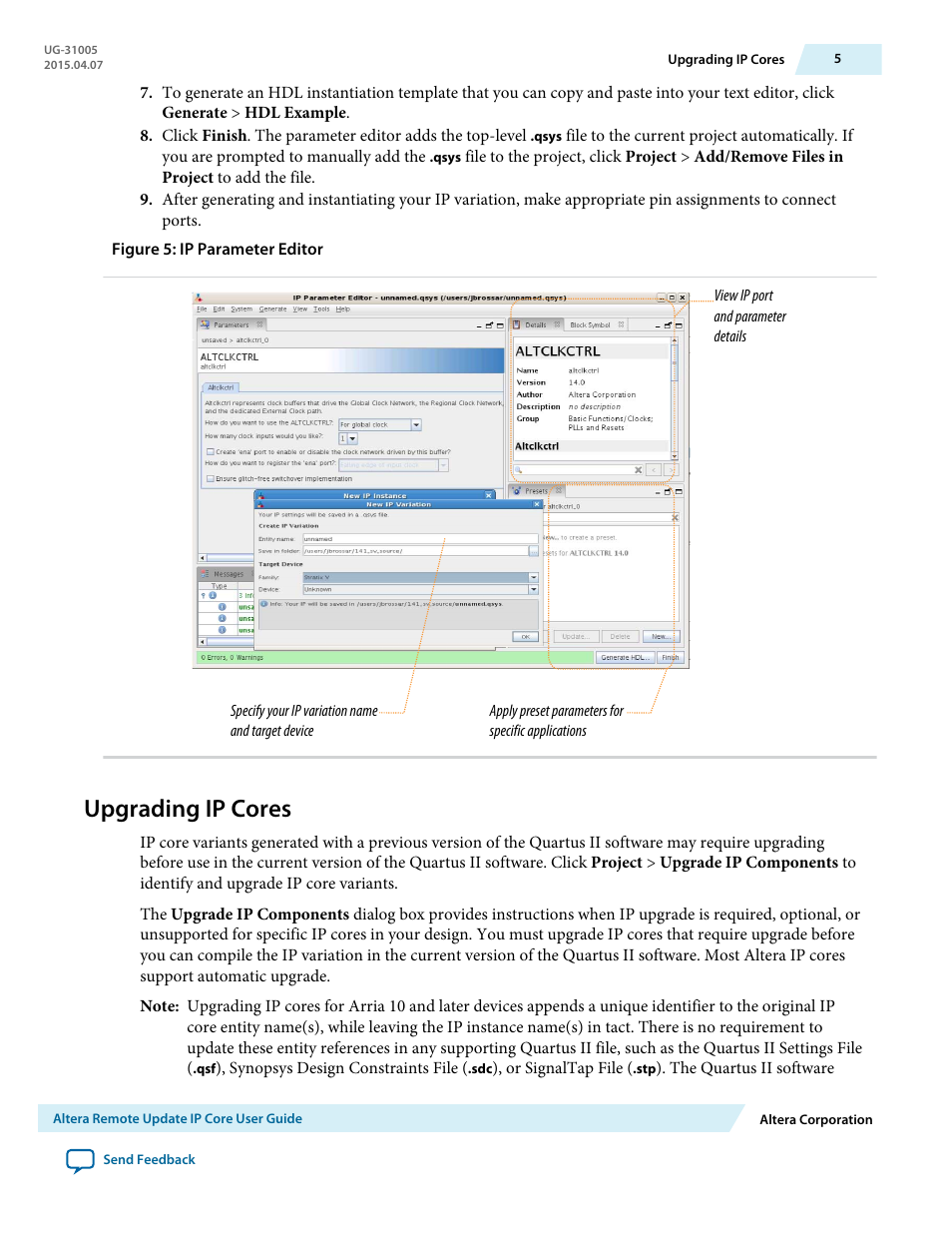 Upgrading ip cores | Altera Remote Update IP Core User Manual | Page 5 / 43