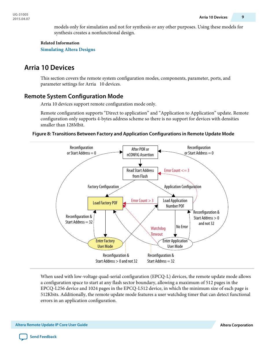 Arria 10 devices, Remote system configuration mode | Altera Remote Update IP Core User Manual | Page 9 / 43