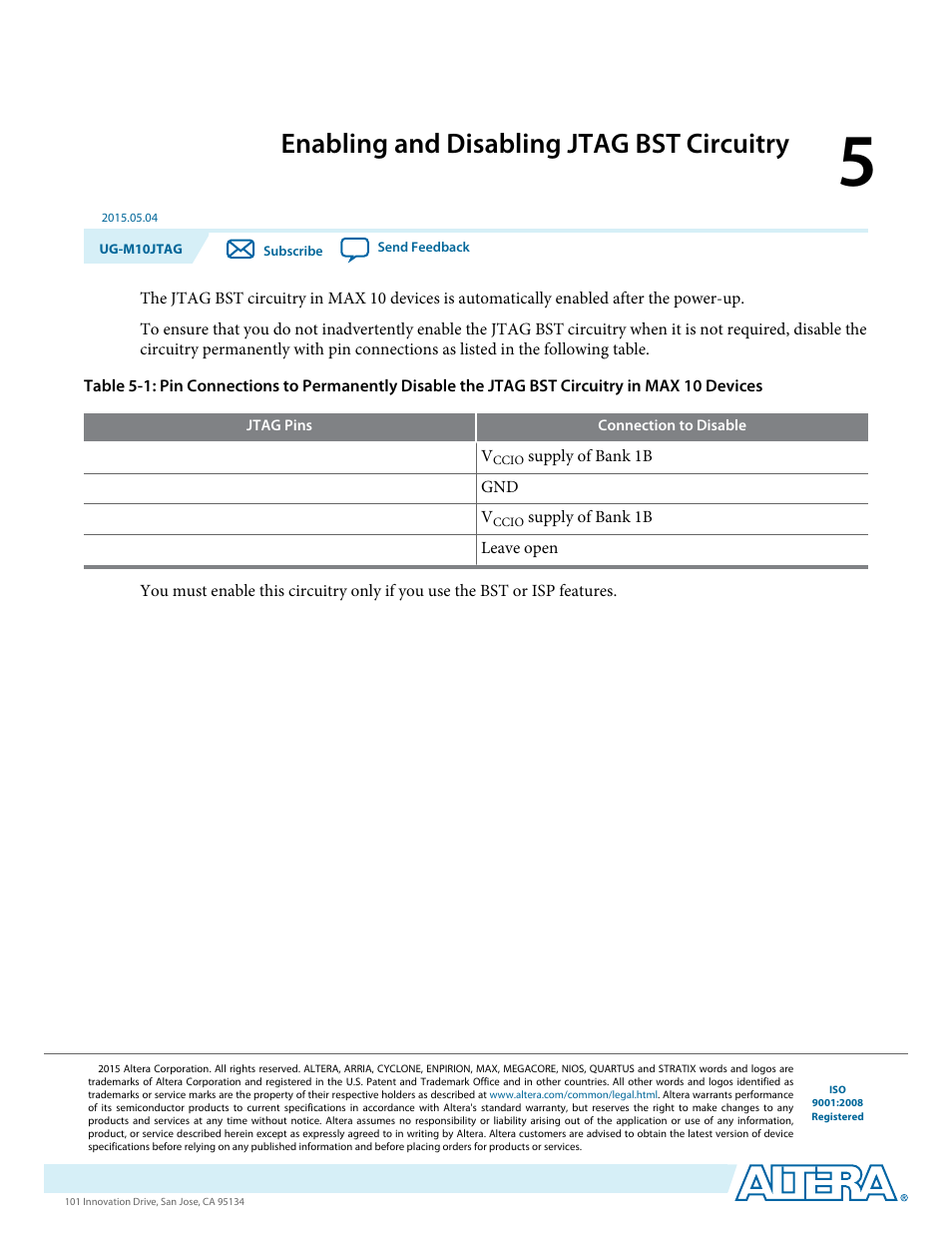 Enabling and disabling jtag bst circuitry, Enabling and disabling jtag bst circuitry -1 | Altera MAX 10 JTAG User Manual | Page 12 / 15