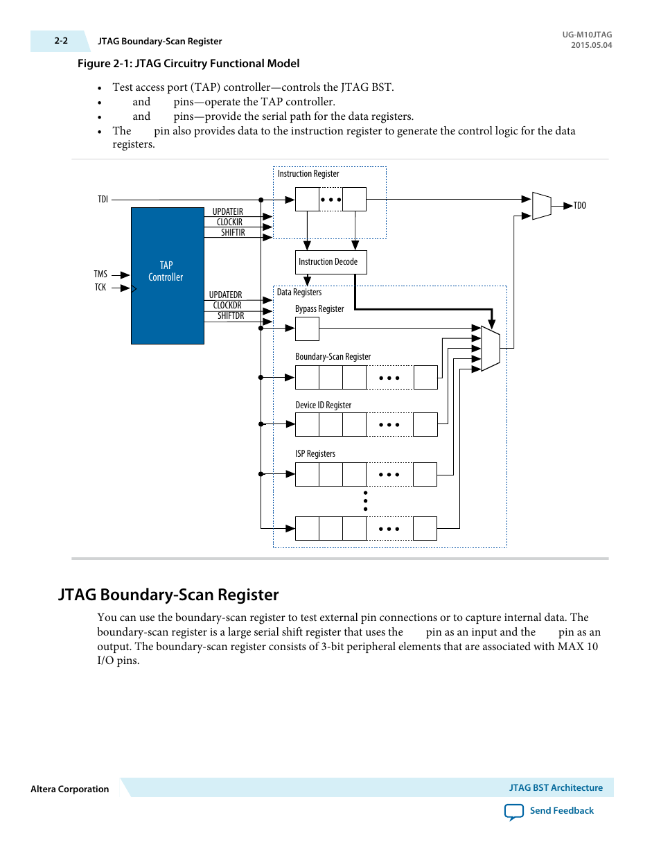 Jtag boundary-scan register, Jtag boundary-scan register -2 | Altera MAX 10 JTAG User Manual | Page 5 / 15