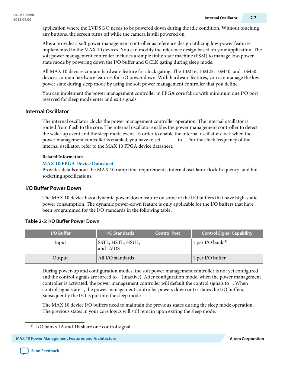 Internal oscillator, I/o buffer power down | Altera MAX 10 Power User Manual | Page 10 / 21