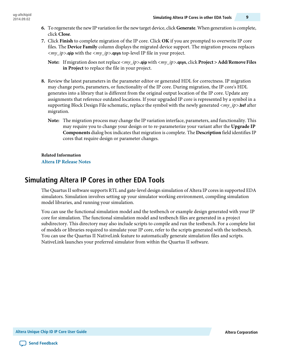 Simulating altera ip cores in other eda tools | Altera Unique Chip ID User Manual | Page 9 / 12