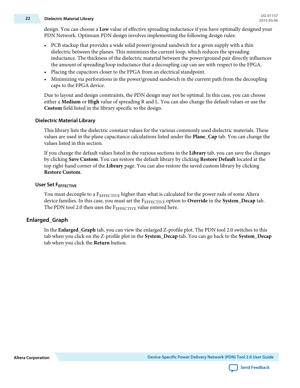 Dielectric material library, User set feffective, Enlarged_graph | Altera Device-Specific Power Delivery Network User Manual | Page 22 / 28
