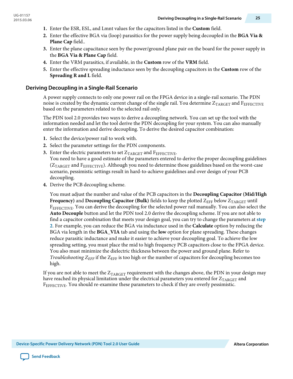 Deriving decoupling in a single-rail scenario | Altera Device-Specific Power Delivery Network User Manual | Page 25 / 28