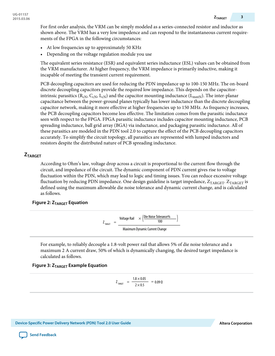 Ztarget | Altera Device-Specific Power Delivery Network User Manual | Page 3 / 28