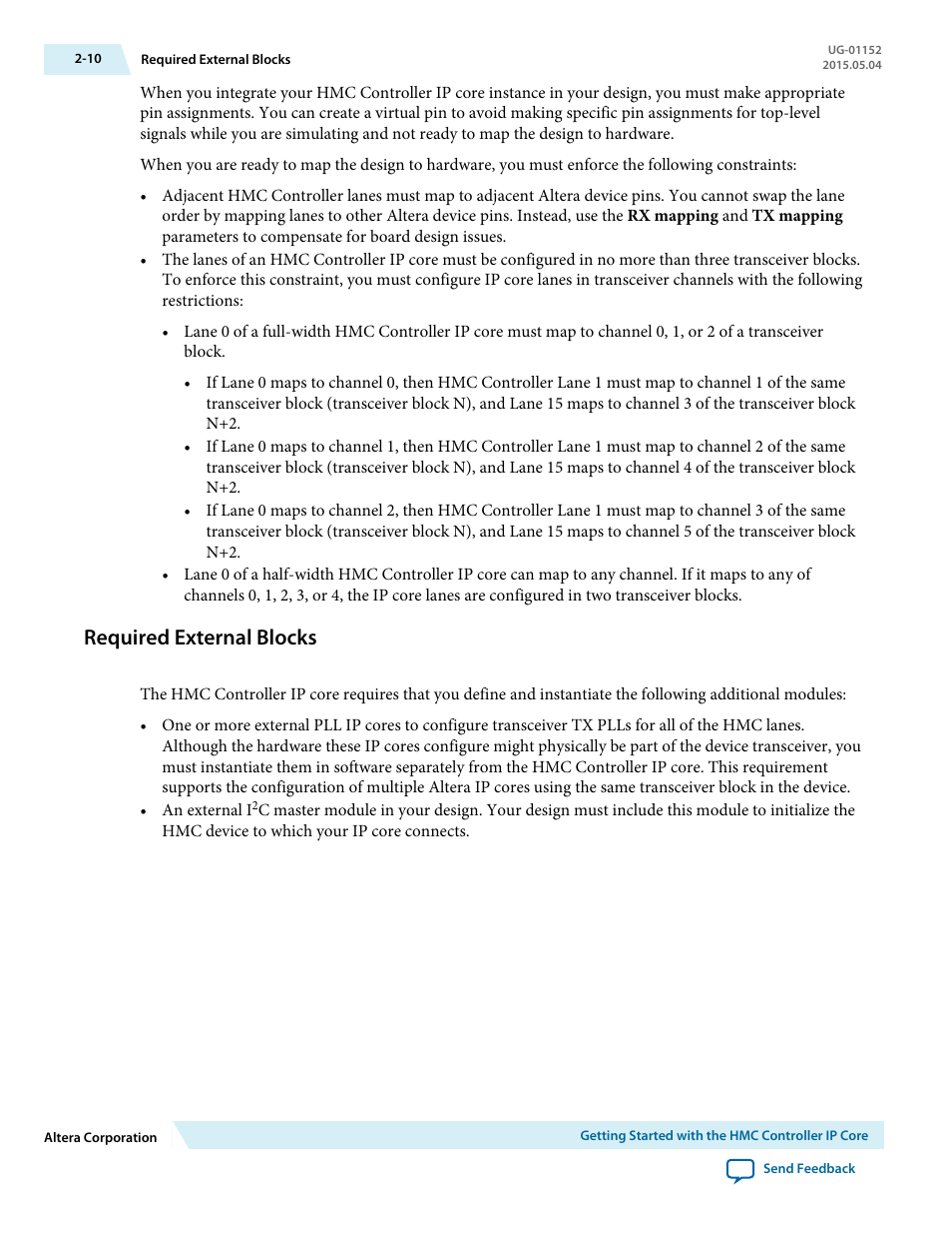 Required external blocks, Required external blocks -10 | Altera Hybrid Memory Cube Controller User Manual | Page 19 / 69