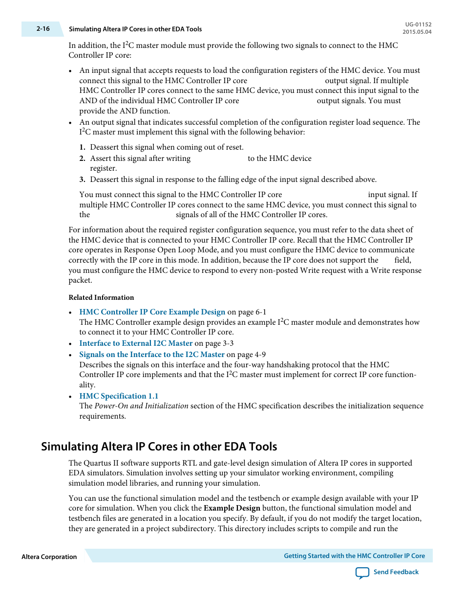 Simulating altera ip cores in other eda tools, Simulating altera ip cores in other eda tools -16 | Altera Hybrid Memory Cube Controller User Manual | Page 25 / 69