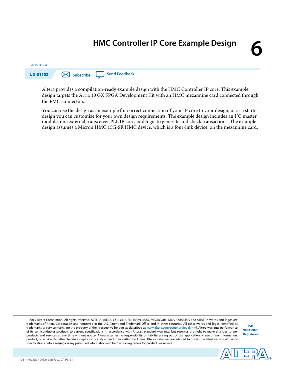 Hmc controller ip core example design, Hmc controller ip core example design -1 | Altera Hybrid Memory Cube Controller User Manual | Page 64 / 69