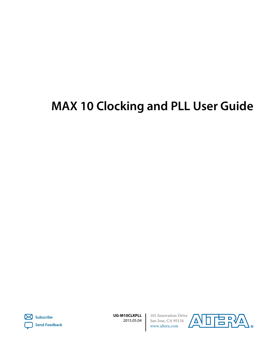 Altera MAX 10 Clocking and PLL User Manual | 86 pages