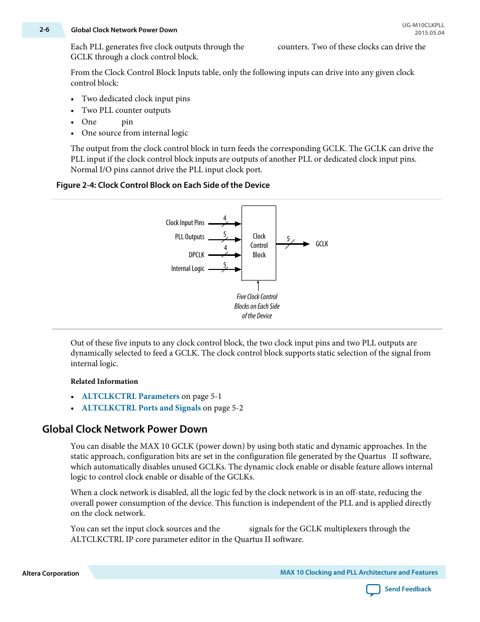 Global clock network power down, Global clock network power down -6 | Altera MAX 10 Clocking and PLL User Manual | Page 12 / 86