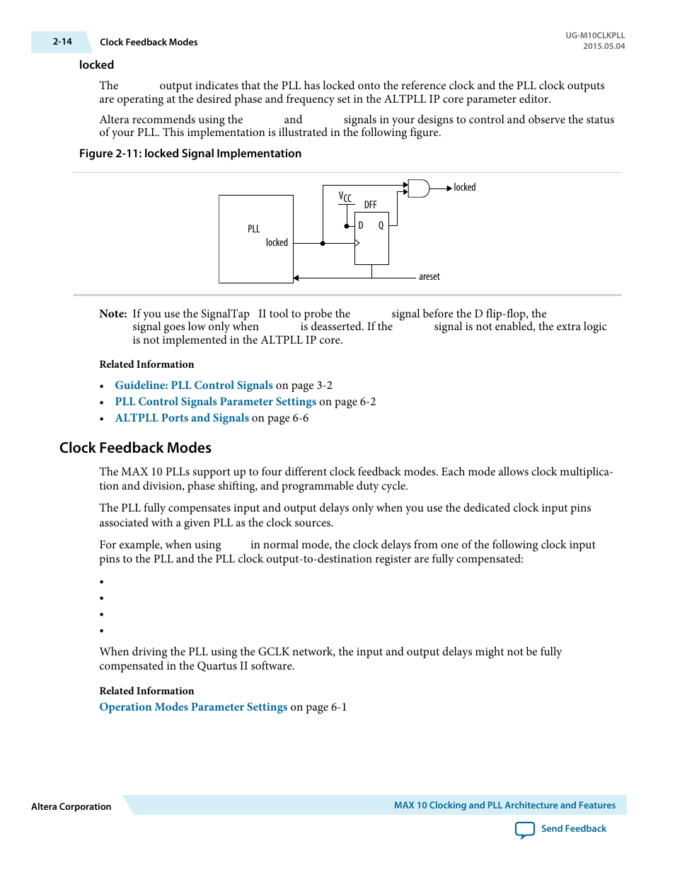 Clock feedback modes, Clock feedback modes -14 | Altera MAX 10 Clocking and PLL User Manual | Page 20 / 86