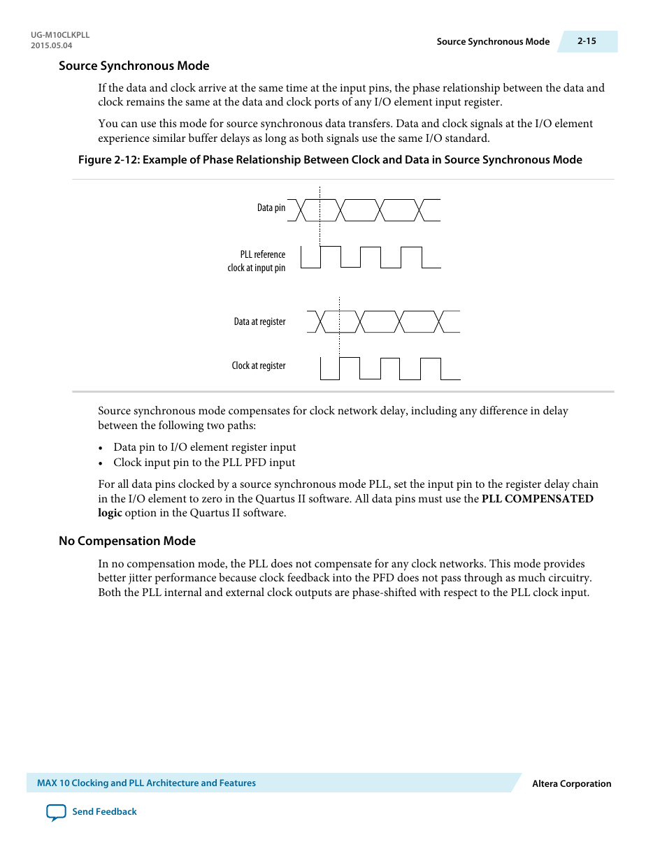 Source synchronous mode, No compensation mode | Altera MAX 10 Clocking and PLL User Manual | Page 21 / 86