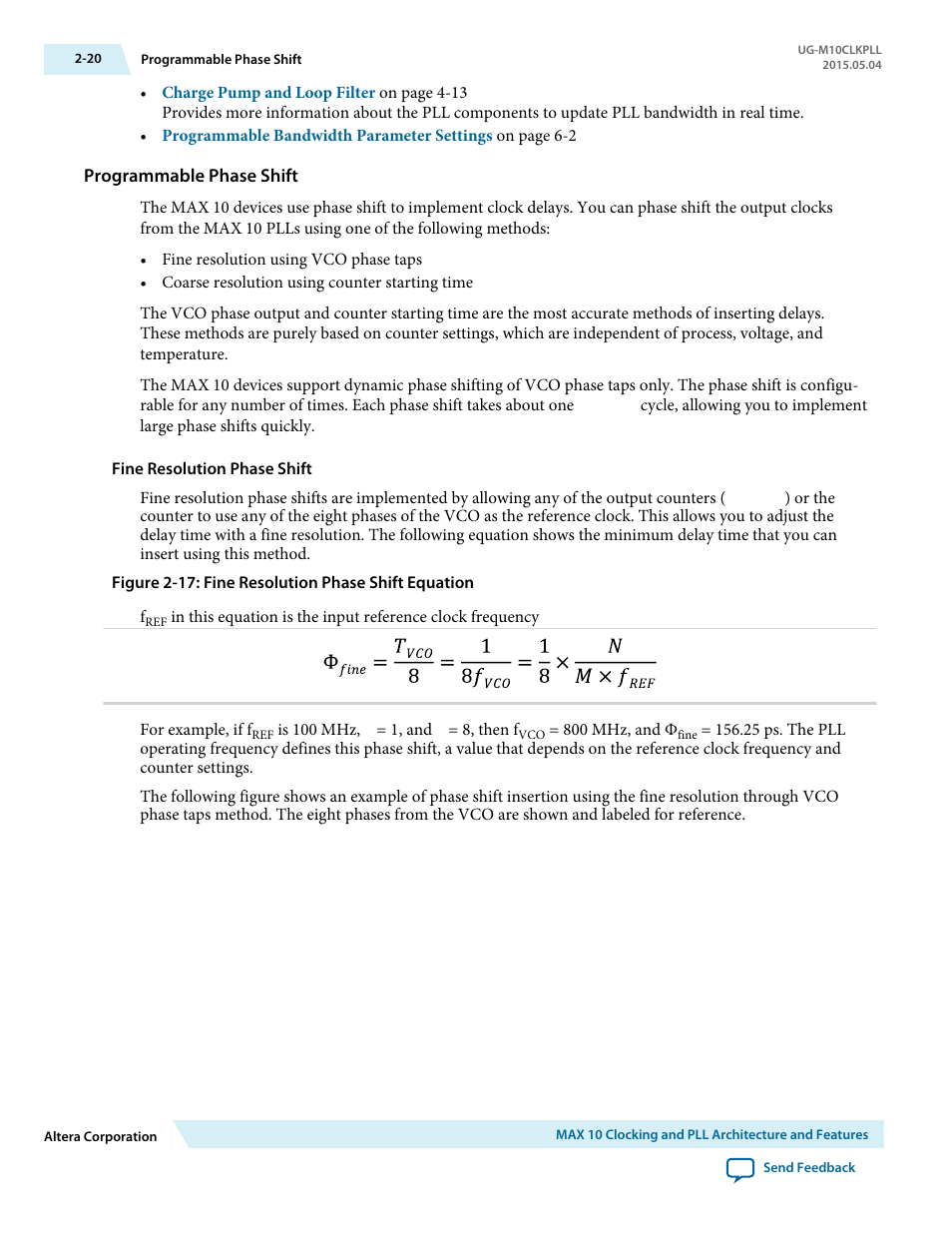 Programmable phase shift | Altera MAX 10 Clocking and PLL User Manual | Page 26 / 86