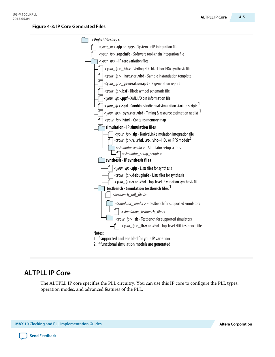 Altpll ip core, Altpll ip core -5 | Altera MAX 10 Clocking and PLL User Manual | Page 43 / 86