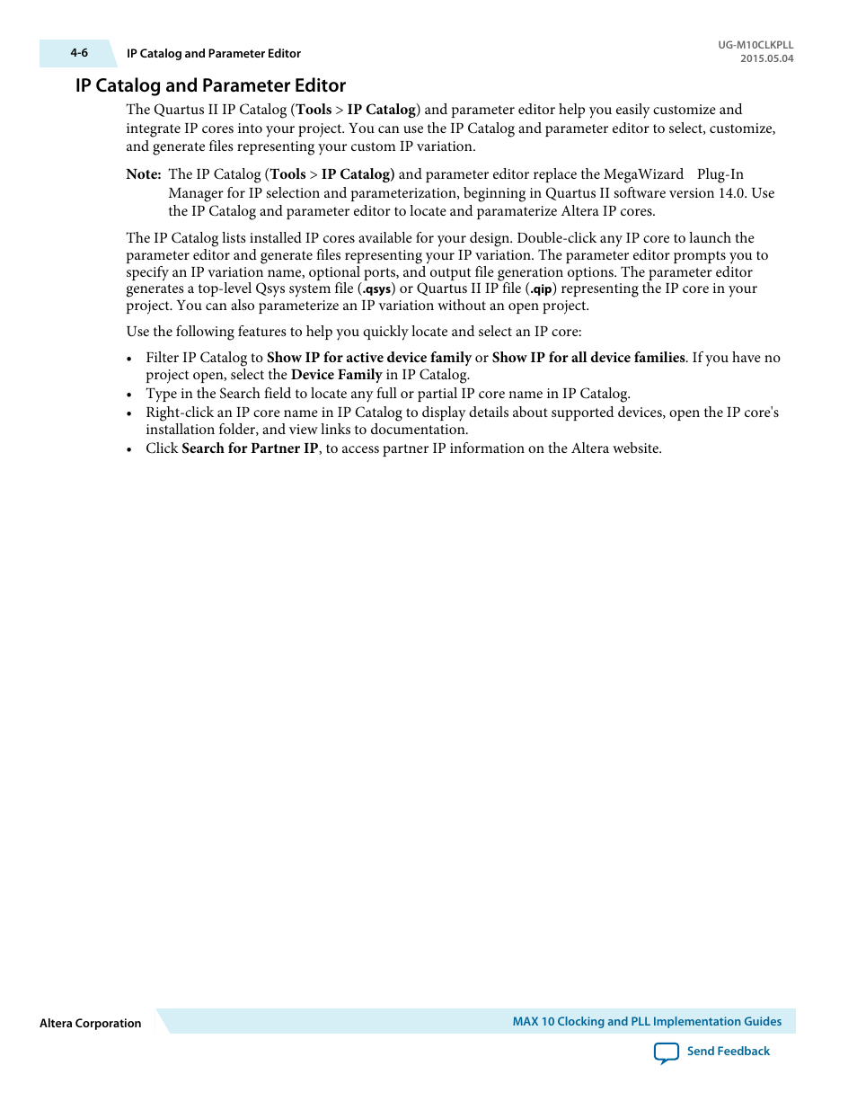 Ip catalog and parameter editor, Ip catalog and parameter editor -6 | Altera MAX 10 Clocking and PLL User Manual | Page 44 / 86